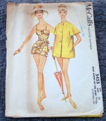 5455 MCCALLS 1960 STRAPPY SARONG BATHING SUIT, LINED JACKET PATTERN 14 34"B
